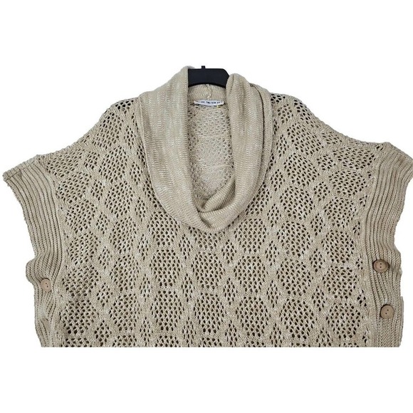 Two-One-Two New York ~Woman Size XL~ Beige Knit Cowl Neck Kimono Sweater Boho. - Picture 11 of 12